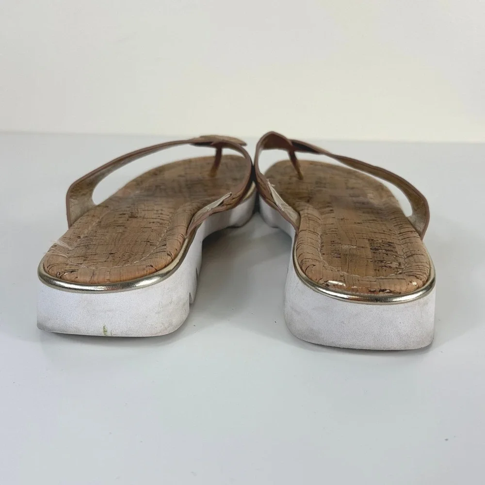 Donald Pliner Haddie Cork Thong Sandal Brown Gold Women's Size 7 Boho Coastal
